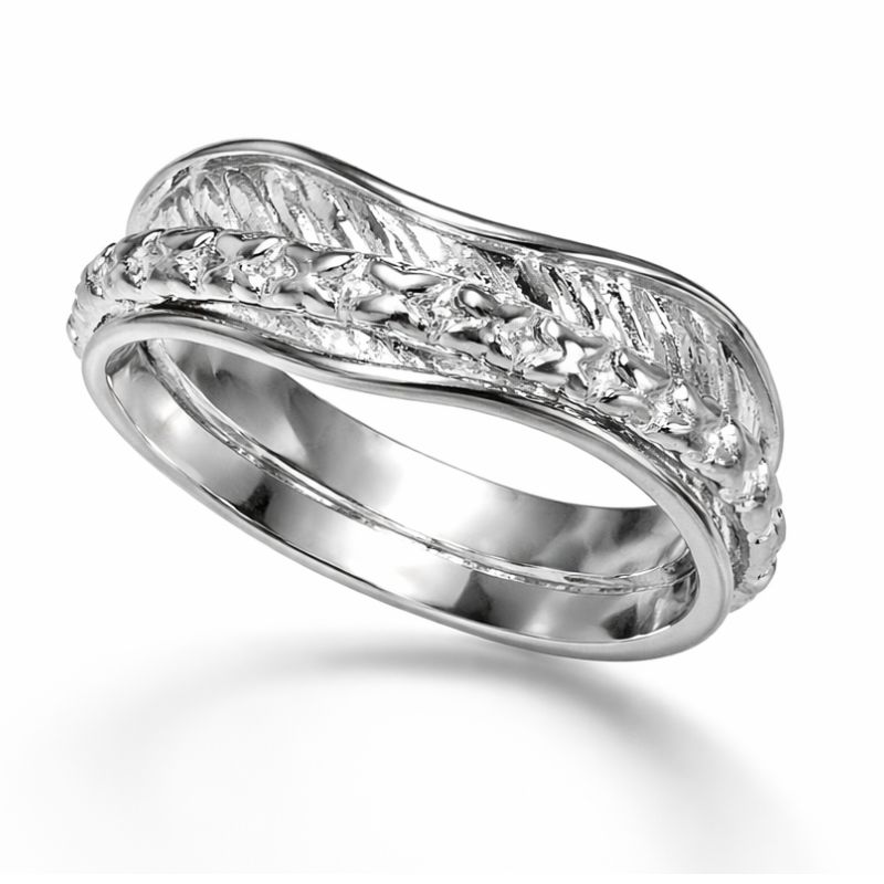 Silver Wave Band Spinner Ring
